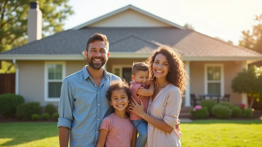 energy efficient roofing success Houston - Happy family with new light-colored energy saving roof