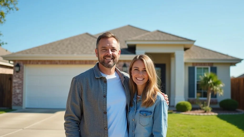 Happy Houston homeowners standing proudly in front of their newly replaced roof by master elite roofing contractor
